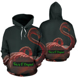 Flamingo In Black Room Design All Over Hoodie