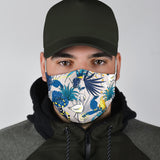 Floral Tropical Design in Blue With Wild Animals Protection Face Mask