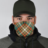 Classic Luxury Tartan Design Orange & Green Protection Face Mask