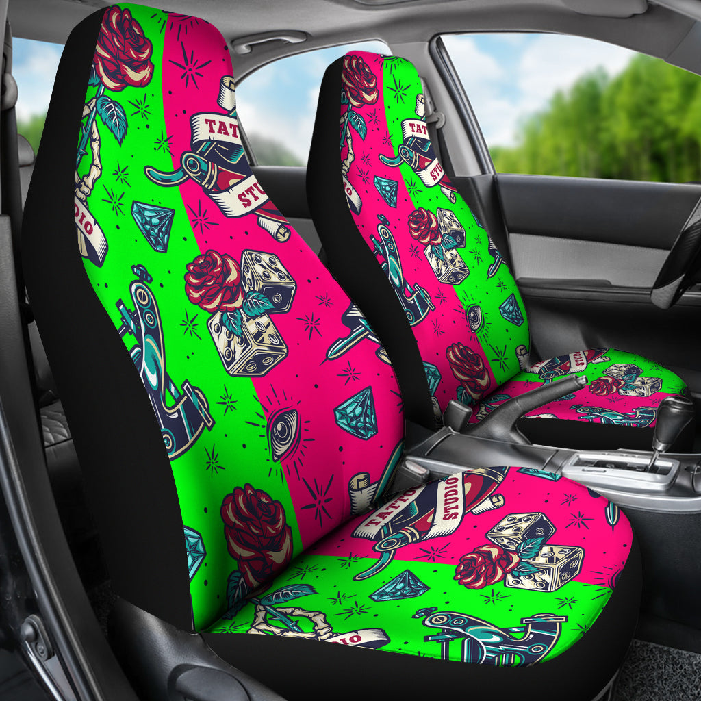 Colorful Abstract Art Neon Car Seat fashion Covers Pair, 2 Front Seat Covers, Car Seat Protector, Car Accessory, Seat Cover For Car