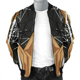 Racing Style Brown & Black Men's Bomber Jacket