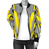 Racing Style Yellow & Grey Stripes Vibes Women's Bomber Jacket