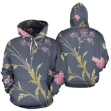 Pink & Grey floral Hoodie