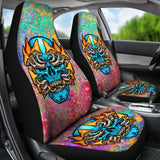 Psychedelic Design With Light Blue Skull & Mushrooms Car Seat Cover