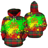 BAD GIRLS CLUB. Luxury Abstract Neon Vibe Design With Classic Tartan Style All Over Hoodie