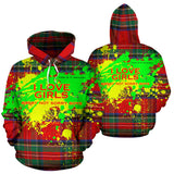 I love girls. Luxury Neon Vibe Abstract Design With Classic Tartan Style All Over Hoodie