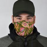 Dark Green & Pink Paisley Pattern Protection Face Mask