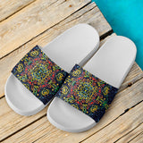 Glowing Rasta Mandala Slide Sandals