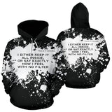 I either keep it all inside. White Splash on Black Design Hoodie