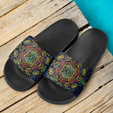 Glowing Rasta Mandala Slide Sandals