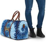 Special Navy Light Blue Tie Dye Design - Golden Lion Head Style - Travel Bag