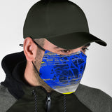 Classic Racing Design Blue & Neon Yellow Protection Face Mask