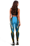 Racing Style Black & Light Blue Women's Leggings