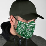 Green Bandana Design With Paisley Style Protection Face Mask