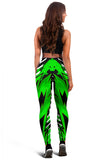 Racing Style Funky Green & White Stripes Vibes Women's Leggings