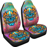 Psychedelic Design With Light Blue Skull & Mushrooms Car Seat Cover