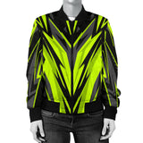 Racing Style Neon Green & Black Women's Bomber Jacket