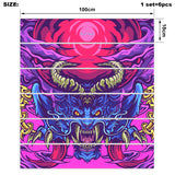 Hypnotic Cartoon Neon Devil Stair Stickers (Set of 6)