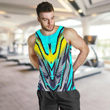 Racing Style Light Blue & Yellow Men's Tank Top