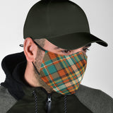 Classic Luxury Tartan Design Orange & Green Protection Face Mask