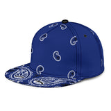 Luxury Royal Deep Blue Bandana Style Paisley Design Snapback Hat