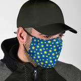 Yellow Stars Design in Blue Protection Face Mask