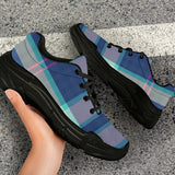 Luxury Blue Tartan Chunky Sneakers