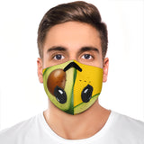 Real Avocado Design With Yellow Background Premium Protection Face Mask