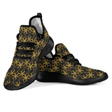 Black & Gold Geometric Mesh Knit Sneakers