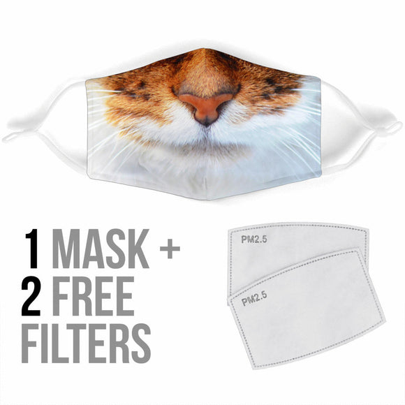 Brown and White Lovely Wild Cat Protection Face Mask