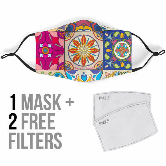 Colorful Ornament Design in Square Protection Face Mask