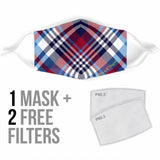 Classic Luxury Tartan Design Red & Deep Blue Protection Face Mask