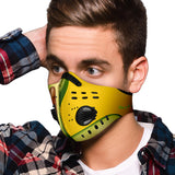 Real Avocado Design With Yellow Background Premium Protection Face Mask