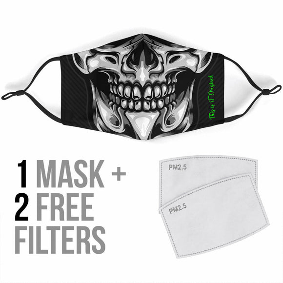 Silver Skull Smile Two Protection Face Mask