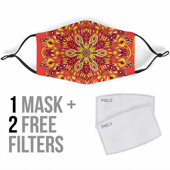 Yellow & Red Mandala Protection Face Mask