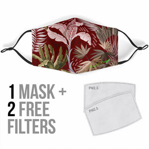 Bordeaux Tropical Leaf Protection Face Mask