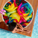 Rainbow Rose Beach Blanket