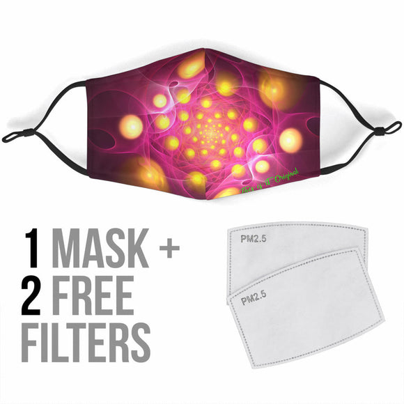 Yellow Abstract Balls In Pink Universe Design Protection Face Mask