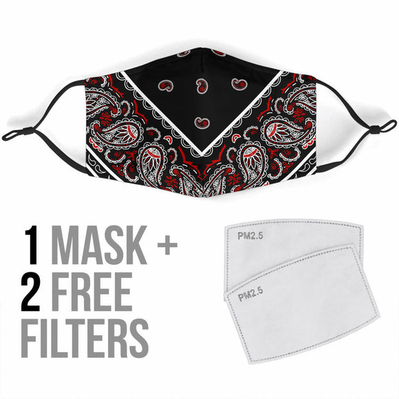 Black Bandana Style Protection Face Mask