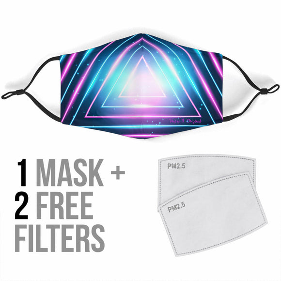 Future Neon Style Pink & Blue Lights Two Protection Face Mask