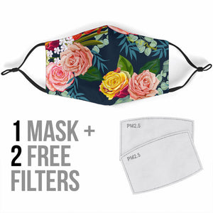 Classic Roses Deep Blue Art Protection Face Mask