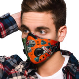 Tattoo Studio Design In Army Green & Orange Vibes Premium Protection Face Mask