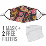 Dark Blue & Pink Paisley Pattern Protection Face Mask