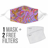 Violet & Pink Paisley Pattern Protection Face Mask