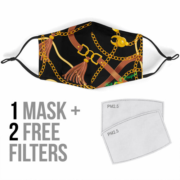 Design Gold Chains & Strap Protection Face Mask