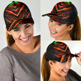 Racing Style Black & Orange Design Art Mesh Back Cap