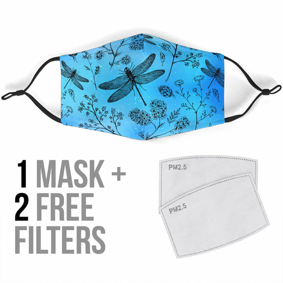 Dragonfly In Blue Sky Protection Face Mask