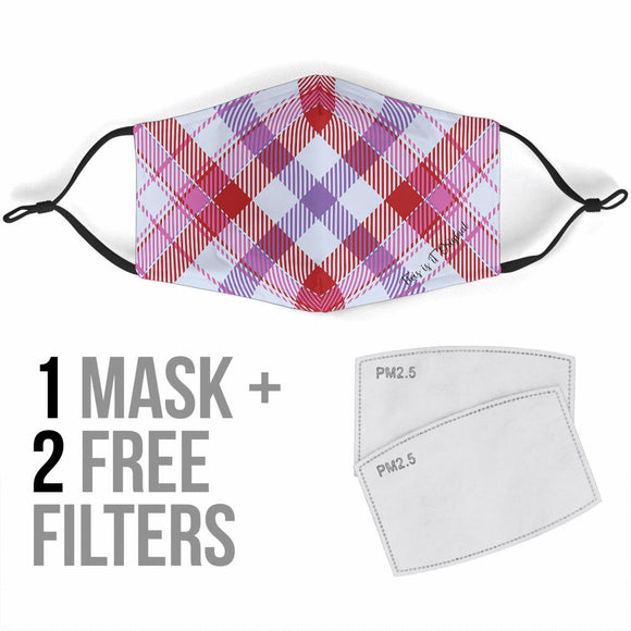 Classic Luxury Tartan Design Pink & White Protection Face Mask