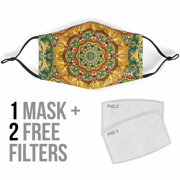 Yellow & Green Mandala Protection Face Mask