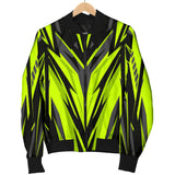 Racing Style Neon Green & Black Women's Bomber Jacket